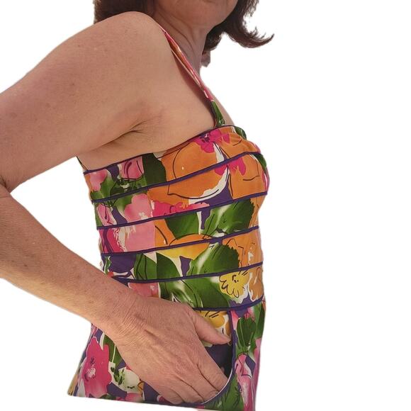 Vintage 90s SPENCE Corset Floral Spring Dress Bodycon SZ 6 - Picture 9 of 13